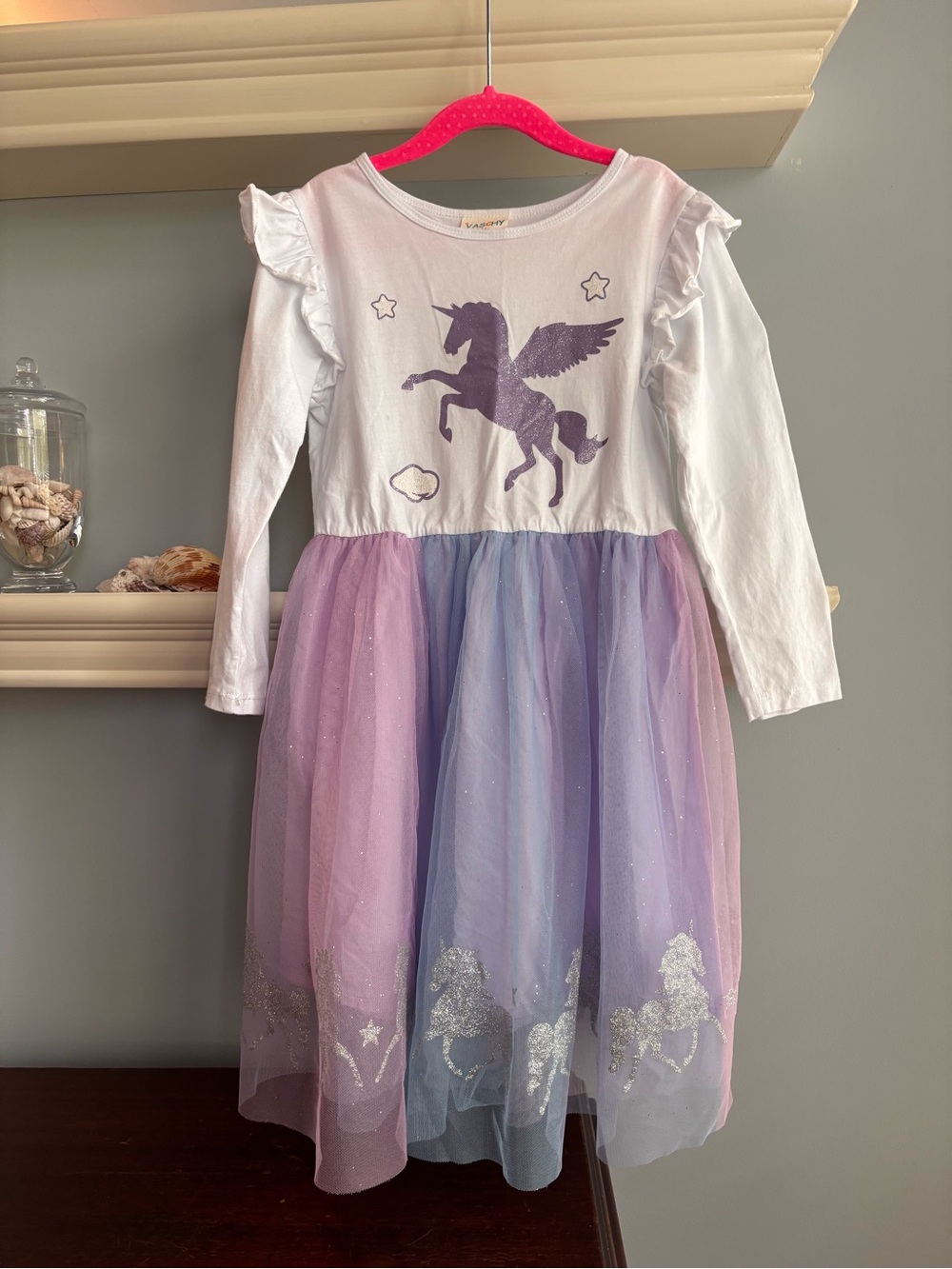 Girls' Purple Pegasus Tulle Dress - White & Lavender